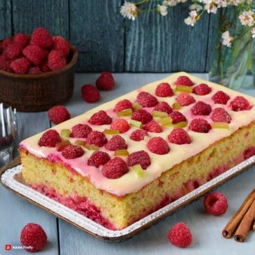 Gateau framboise rhubarbe