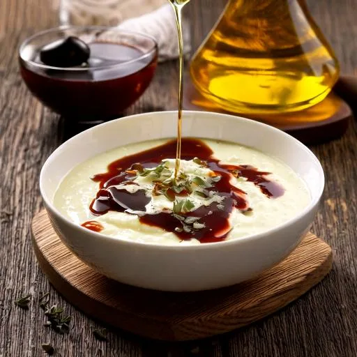 sauce au fromage blanc pour viande. Image générée avec IA Adobe Firefly